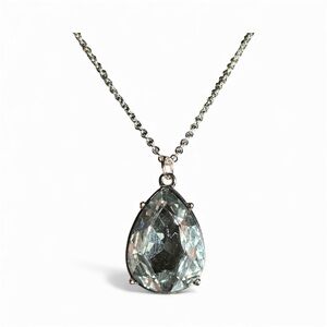 Charter Club Silver Teardrop Crystal Necklace NWT